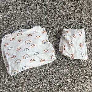 Caden Lane Bamboo Neutral White Rainbow Crib Sheet and Changing Pad Cover